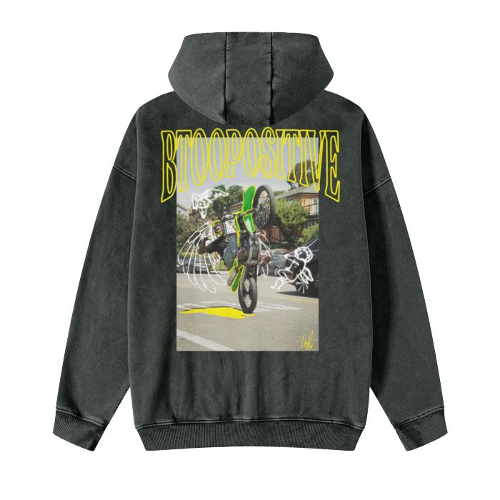 The Thrill - Streetwear Acid Washed Zip Fleece Hoodie Jacket - 360 GMS