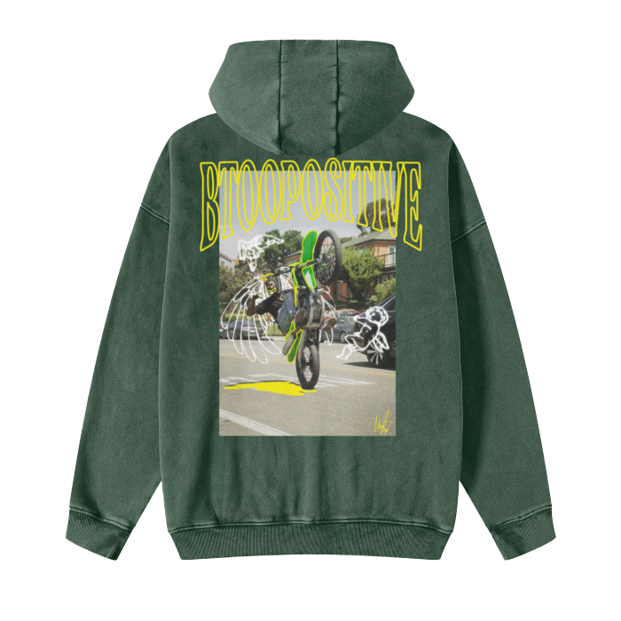 The Thrill - Streetwear Acid Washed Zip Fleece Hoodie Jacket - 360 GMS
